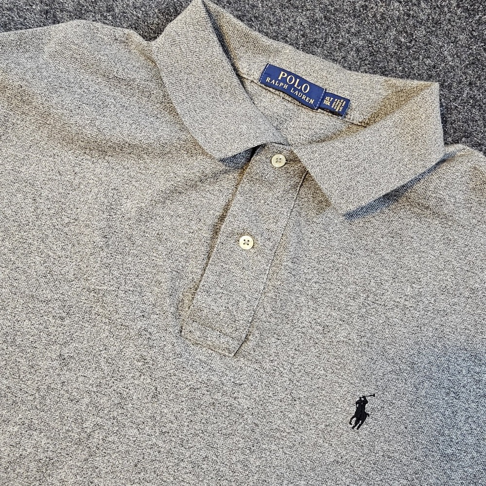 Polo‎ Ralph Lauren XLT Gray Heather Polo Shirt Big Tall 100% Cotton Pony Mens